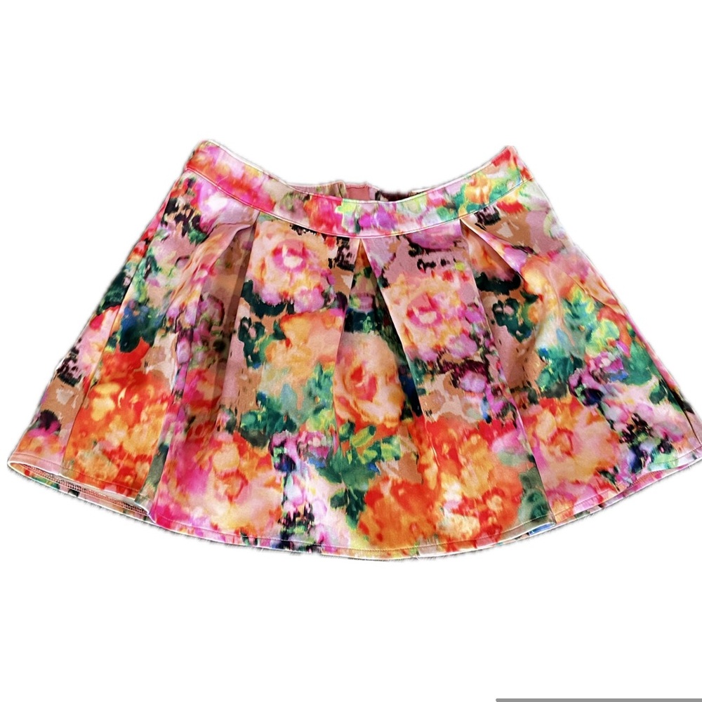 Aeropostale skirt Floral Roses pink multi colors Skirt Size Large flare